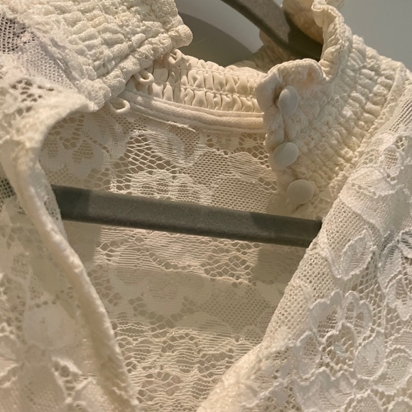 INTERMIX White Lace High Collar Bodysuit - Picture 3 of 5